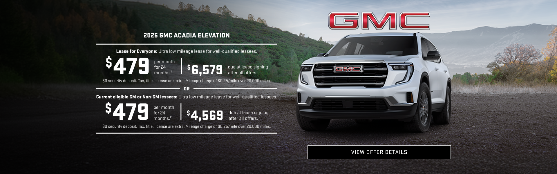 Lease for Everyone: Ultra low mileage lease for well-qualified lessees.

$479 per month for 24 mo...
