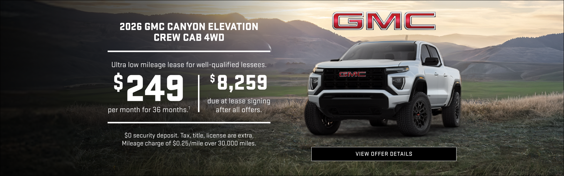 Ultra low mileage lease for well-qualified lessees.

$249 per month for 36 months.1 

$8,259 due ...