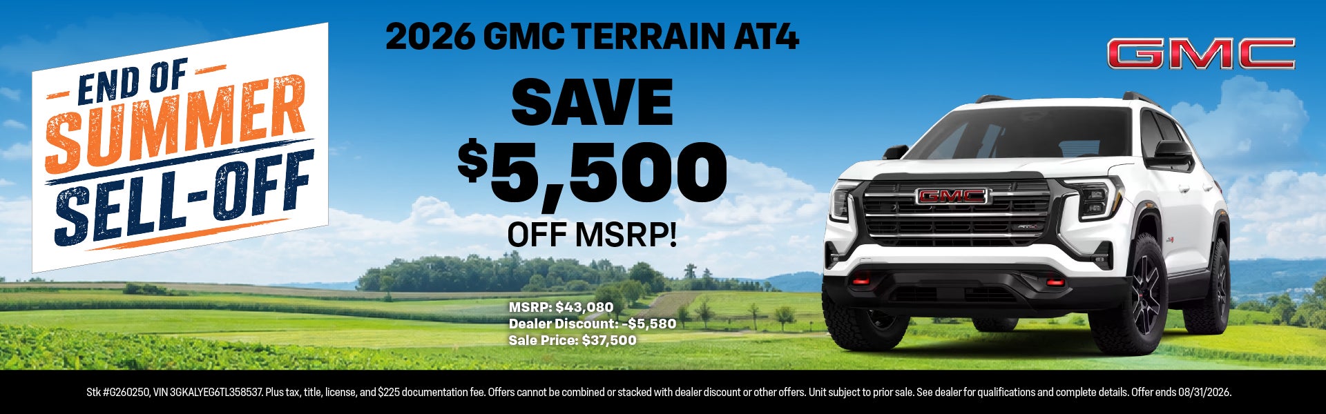 2026 GMC Terrain AT4 save $5,500 off MSRP