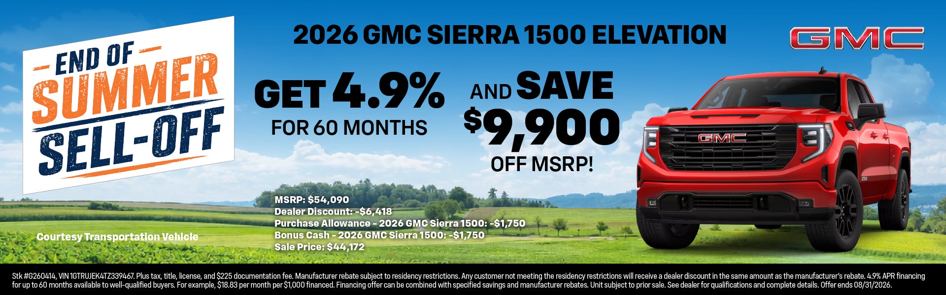 2026 GMC Sierra 1500 Elevation save $9,900 MSRP