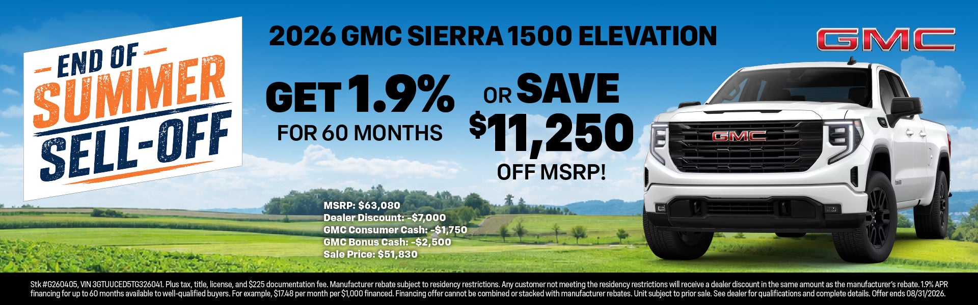 2026 GMC Sierra 1500 Elevation with 1.9% APR offer